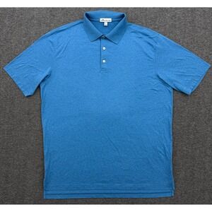 Peter Millar Polo Shirt Mens Large Turquoise Blue‎ Short Sleeve Cotton Crown